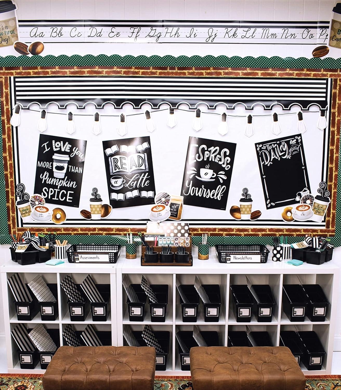 Black and White Cursive Alphabet Line Bulletin Board Set