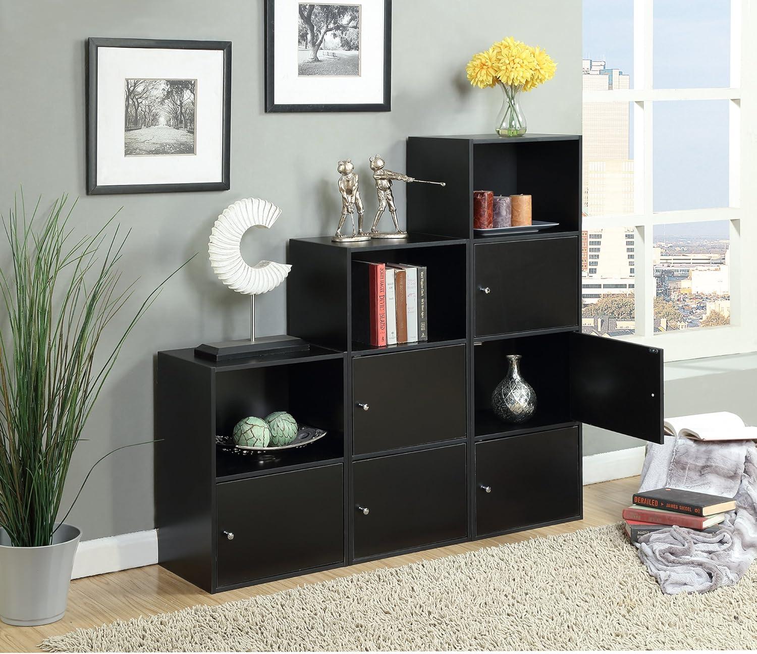 Black Compact Office Storage Cabinet with Chrome Knob