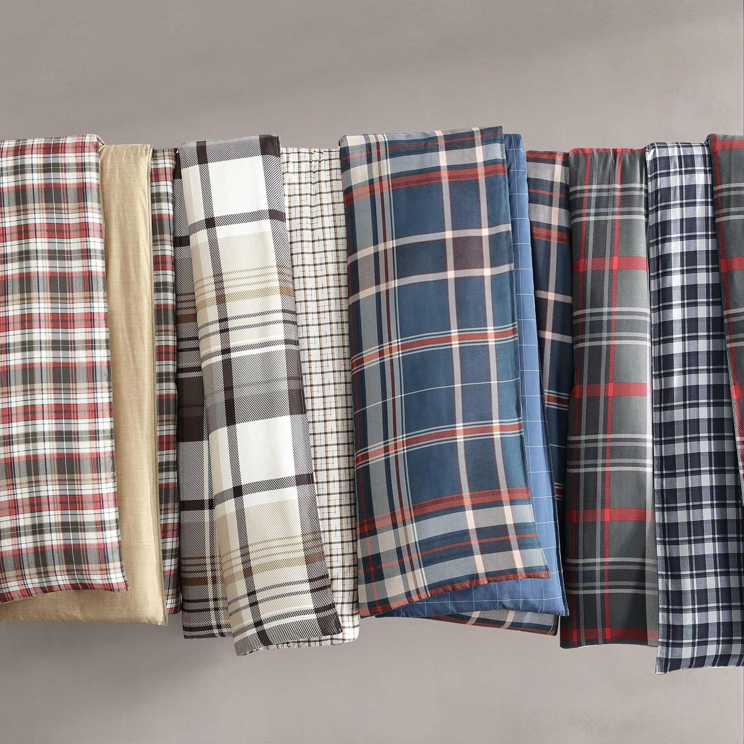 Eddie Bauer Willow Plaid Reversible Grey Duvet Cover Set