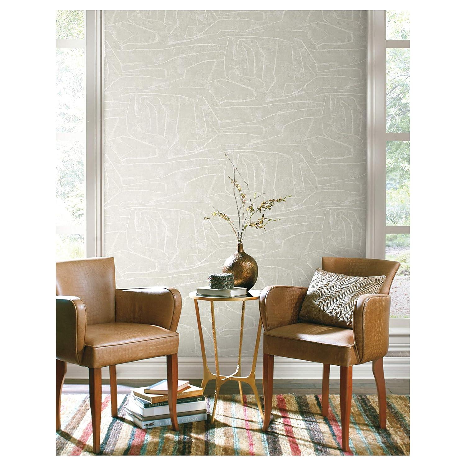 Beige Abstract Vinyl Peel and Stick Wallpaper Roll