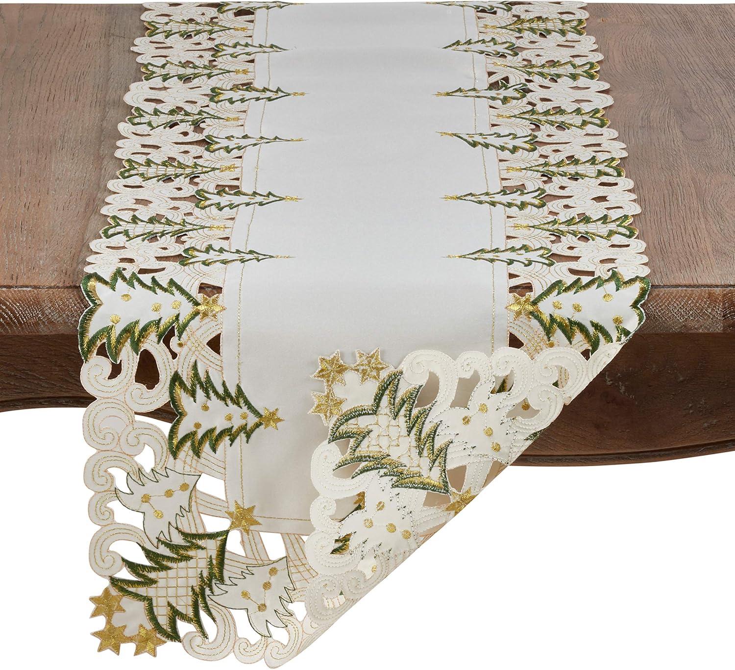 Saro Lifestyle Nostalgic Holiday Christmas Tree Table Runner