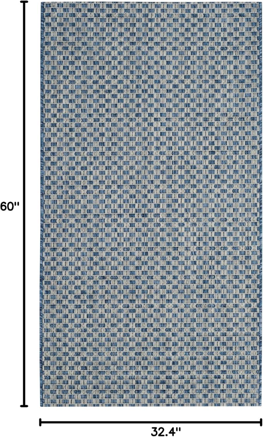 SAFAVIEH Courtyard Blair Geometric Indoor/Outdoor Area Rug, 2'7" x 5', Blue/Light Grey