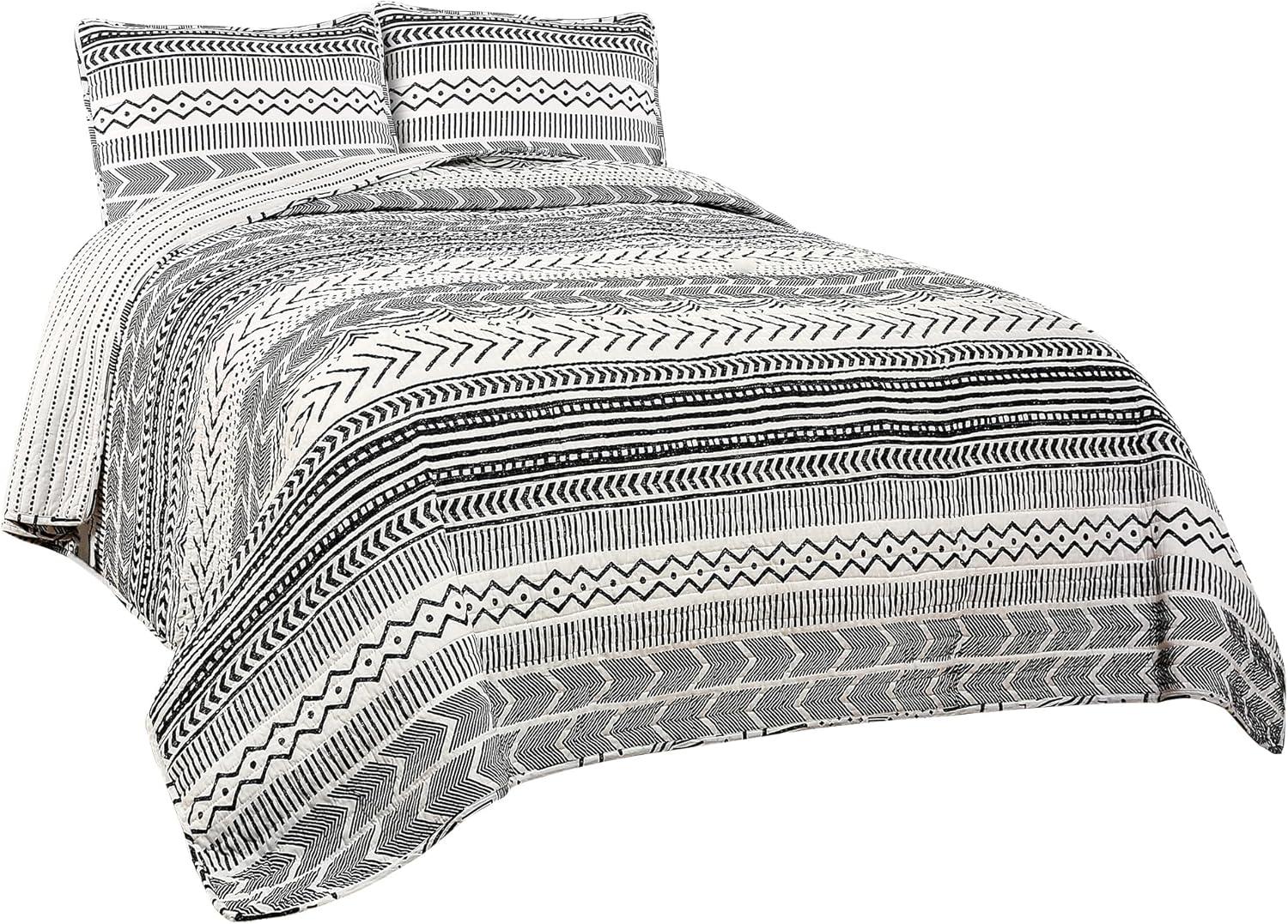 Lush Decor Hygge Geo Reversible Contemporary 3-Piece Quilt Set