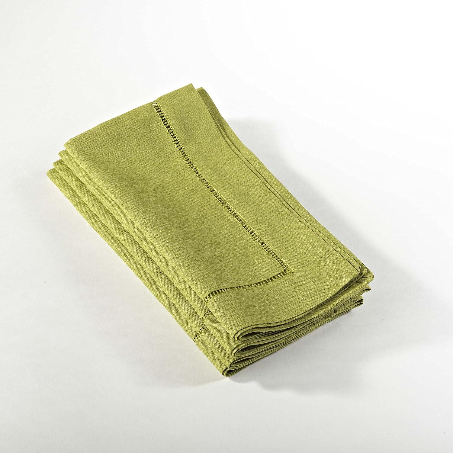 Saro Lifestyle Hemstitched Dinner Napkin (Set of 4), 20"x20", Lime