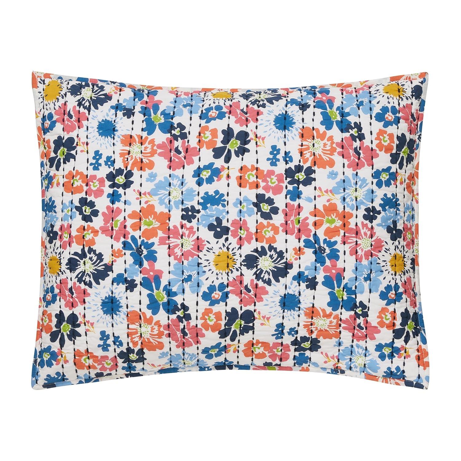 Modern Heirloom Lavender Florals 100% Cotton Reversible Boho Coverlet/Quilt Set