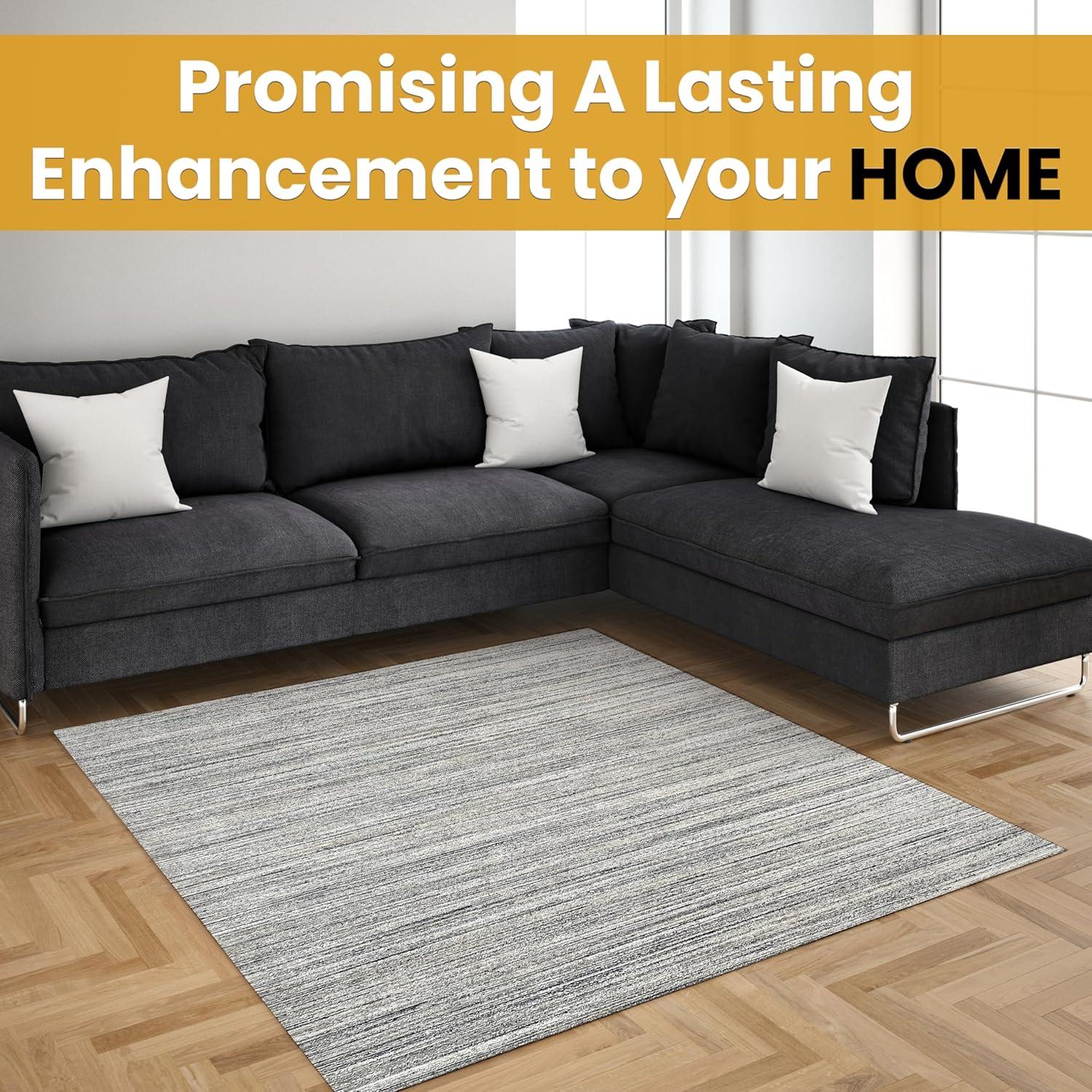 EORC Natural IVORY Hand-Knotted Wool Modern Lori Baft  Design Solid Color Rug