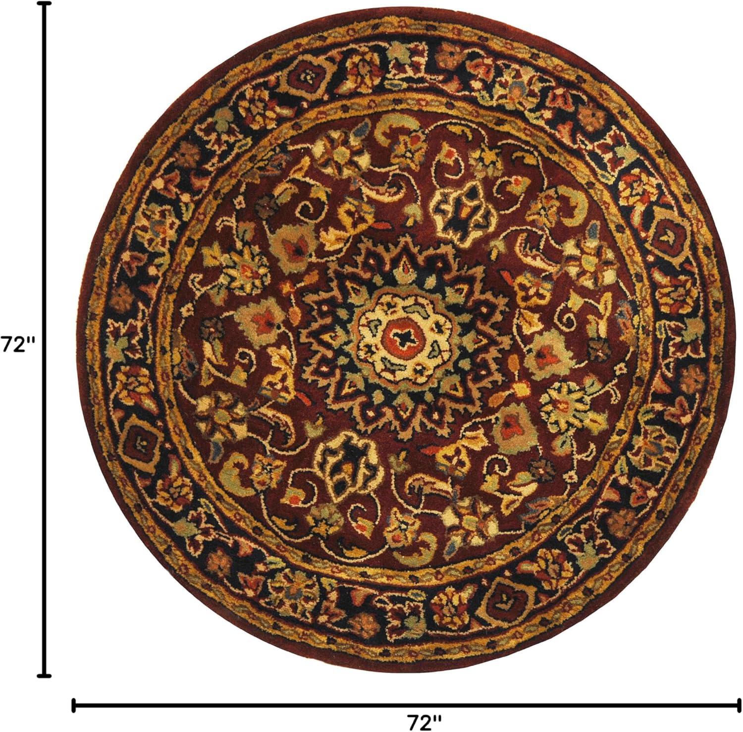 Classic CL362 Hand Tufted Area Rug - Burgundy/Navy - 6' Round - Safavieh.