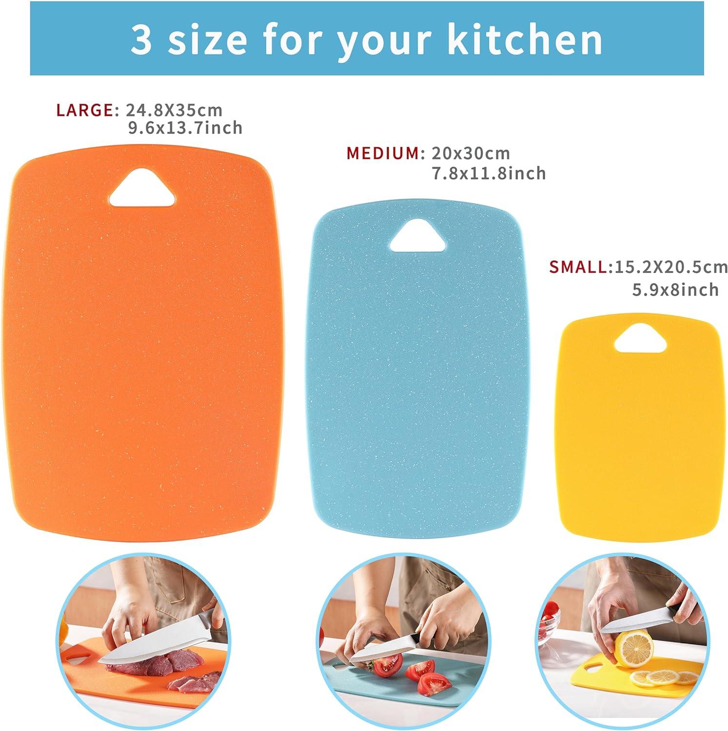 Multicolor Plastic Cutting Board Set with Easy Grip Handles