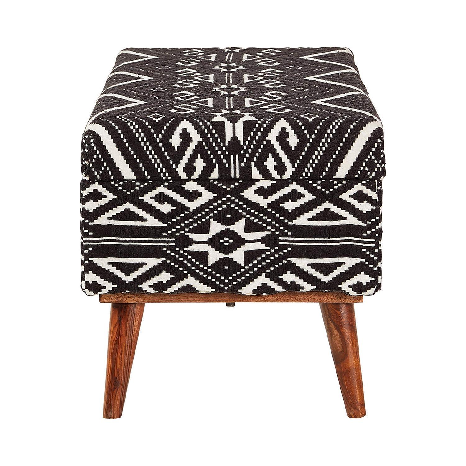 Coaster Mid-Century Cotton Upholstered Storage Bench in Black
