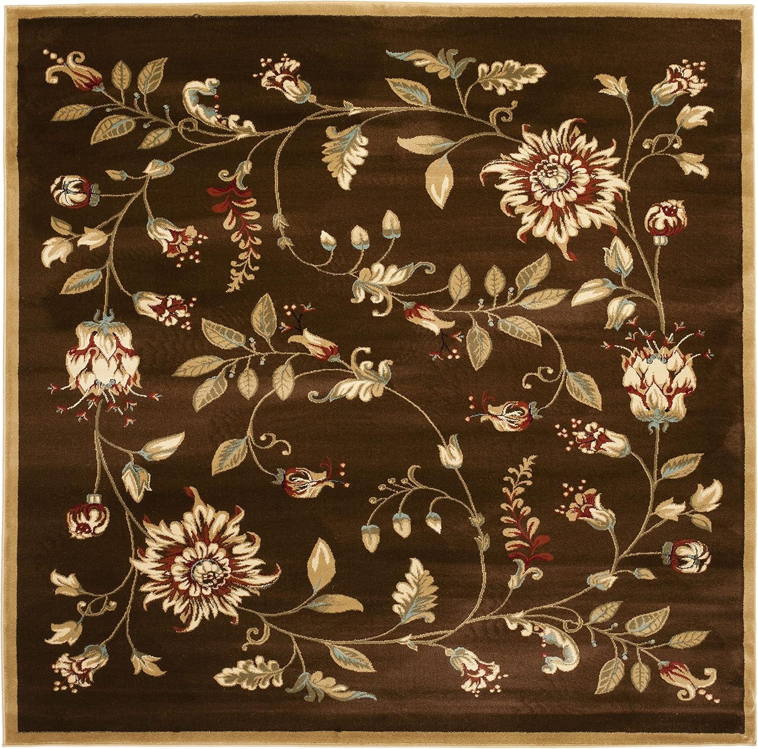 Lyndhurst LNH552 Power Loomed Area Rug - Brown/Multi - 6'7"x6'7" - Safavieh