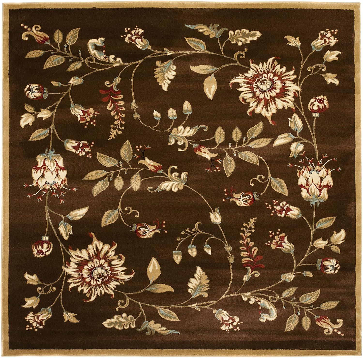 Lyndhurst LNH552 Power Loomed Area Rug - Brown/Multi - 6'7"x6'7" - Safavieh