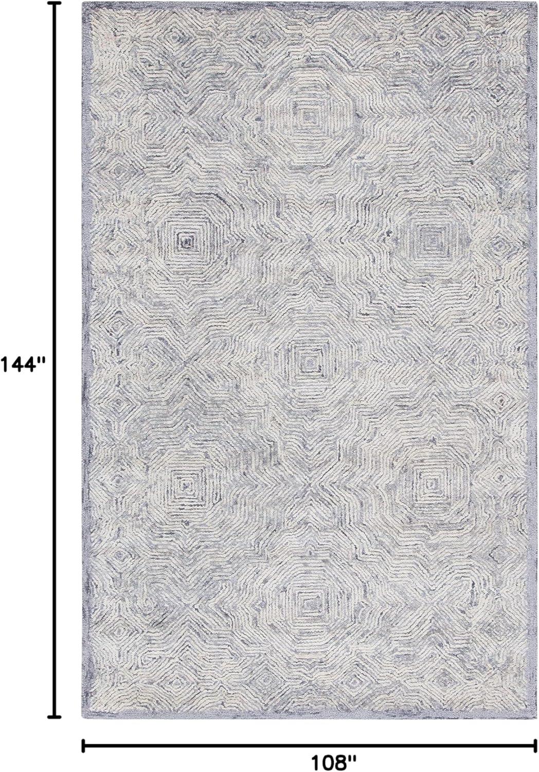 Ikat IKT506 Hand Tufted Area Rug - Silver - 9'x12' - Safavieh