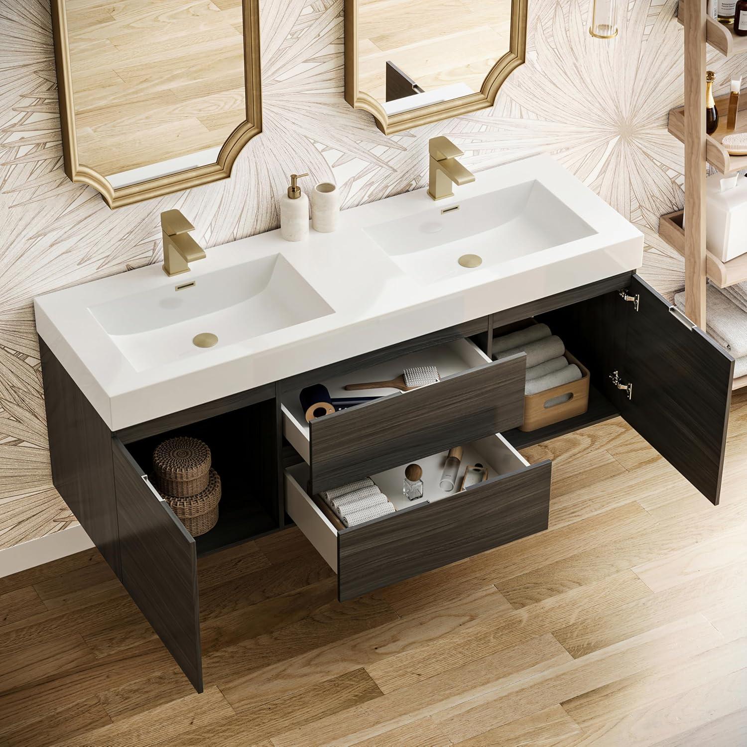 Fresca Valencia 60" Wall Mount Double Sink Bathroom Vanity with Top and Sinks (Faucets Not Included)