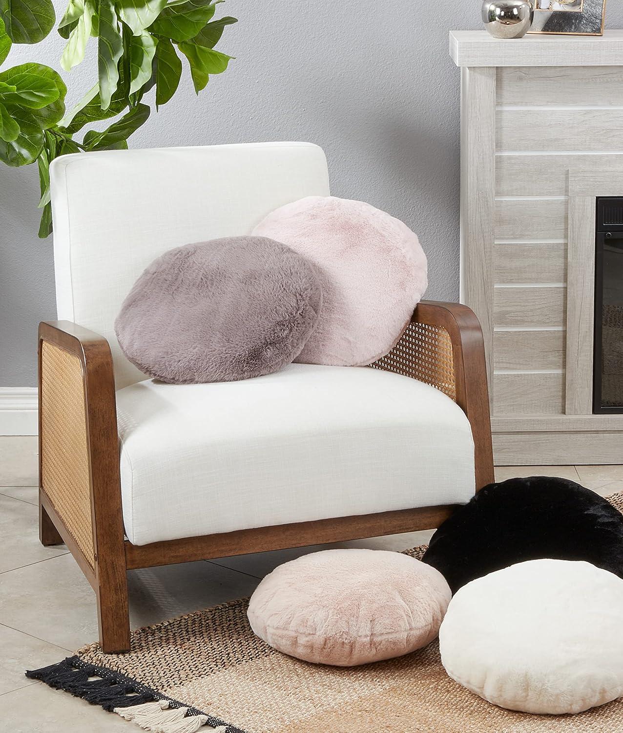 Saro Faux Rabbit Fur Collection Reversible Throw Pillow