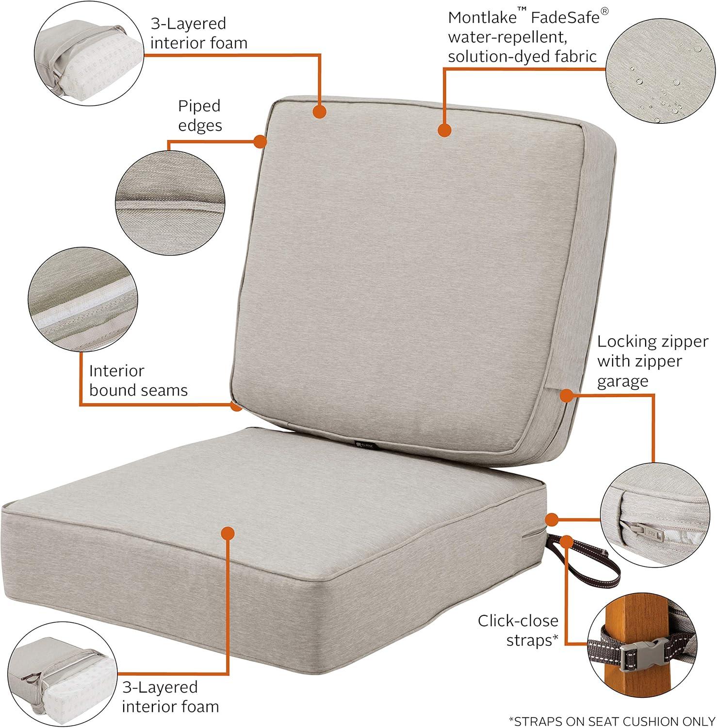 Montlake FadeSafe Water-Resistant Patio Lounge Chair Cushion Set - Classic Accessories