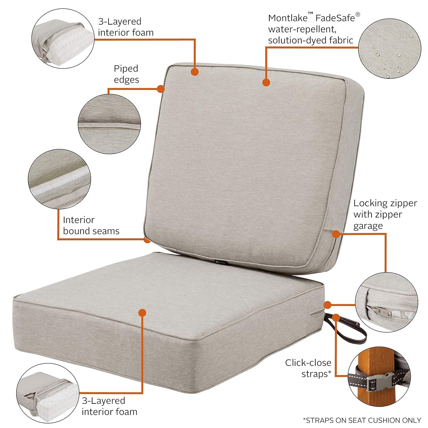 Montlake FadeSafe Water-Resistant Patio Lounge Chair Cushion Set - Classic Accessories