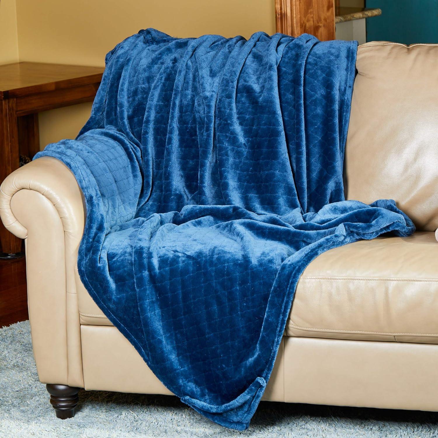 Outrageously Soft Convertible Cozee Blanket and Pillow - 2 in 1 Throw and Pillow - 60 x 70 Inches - Blue