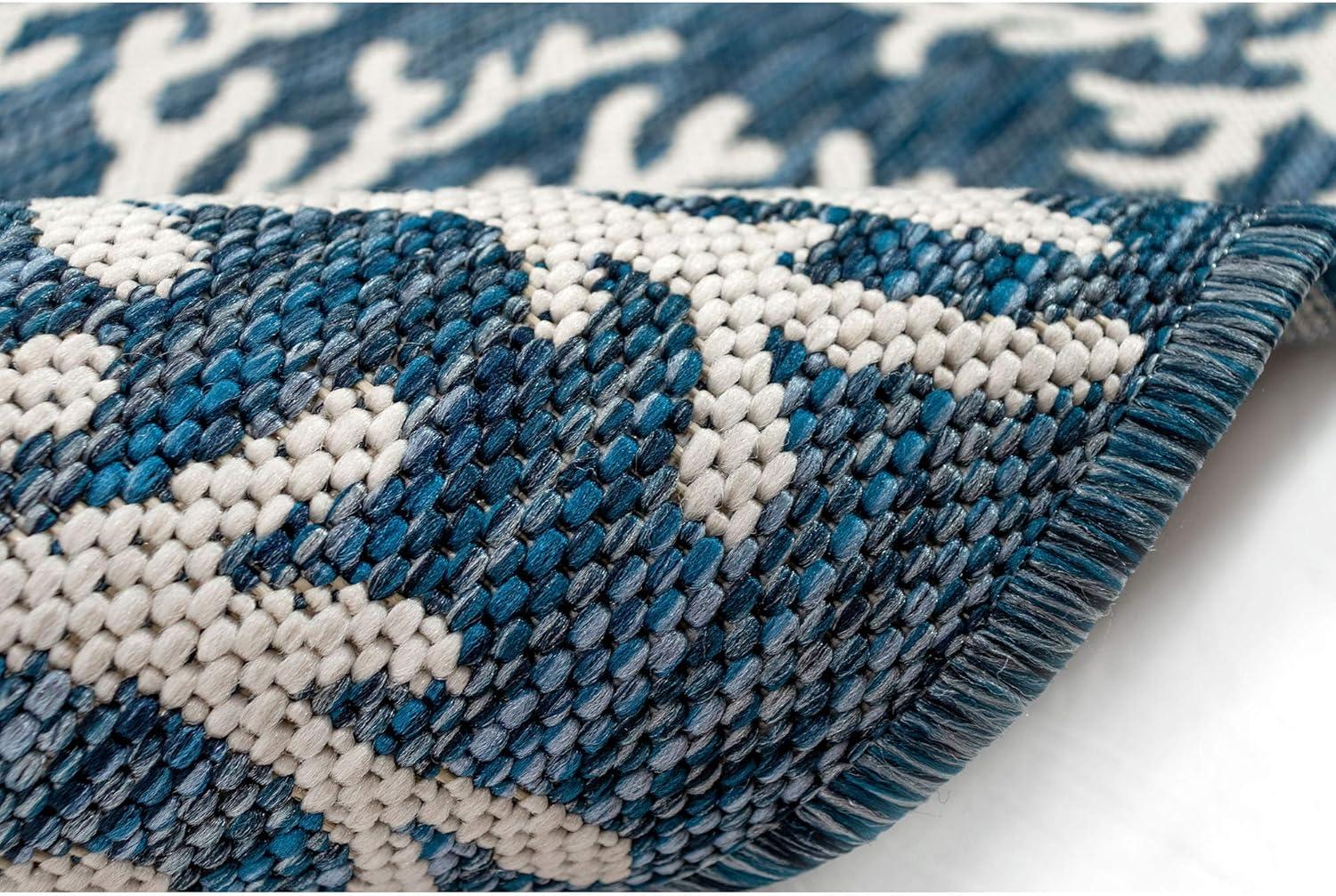 Liora Manne Carmel Coral Border Indoor/Outdoor Rug Navy 1'11" x 4'11"