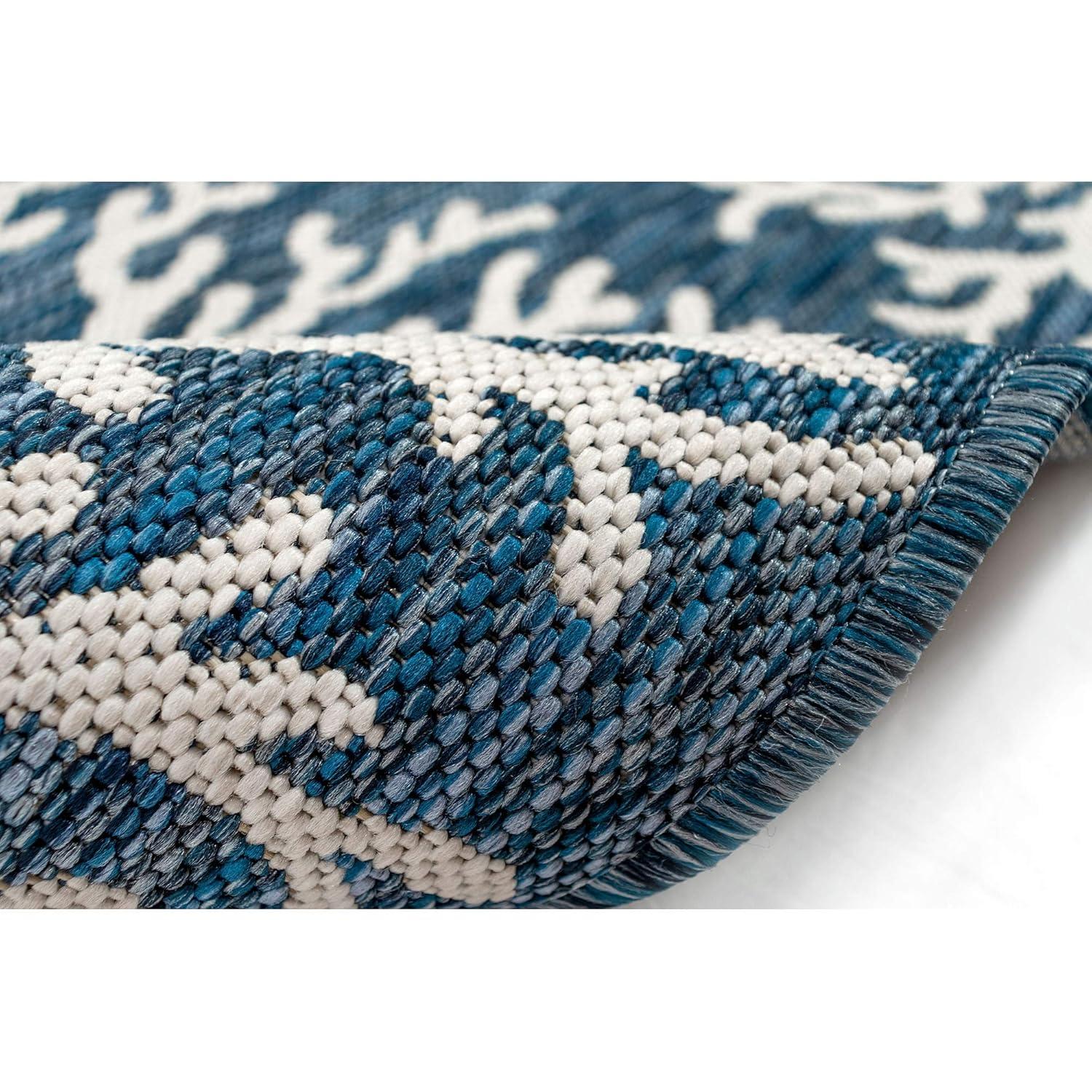 Liora Manne Carmel Coral Border Indoor/Outdoor Rug Navy 1'11" x 4'11"