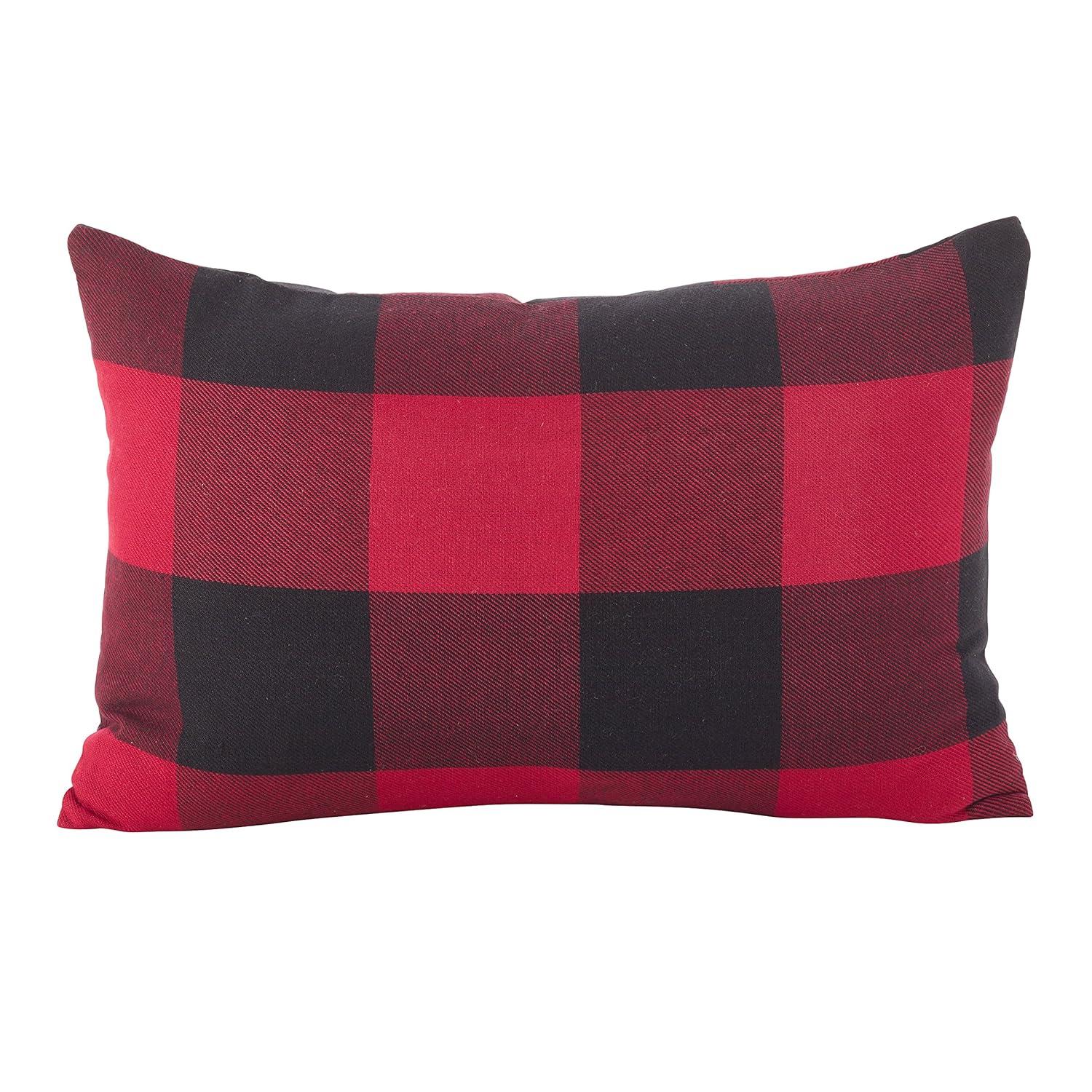 Saro Birmingham Collection Plaid Cotton Reversible Throw Pillow