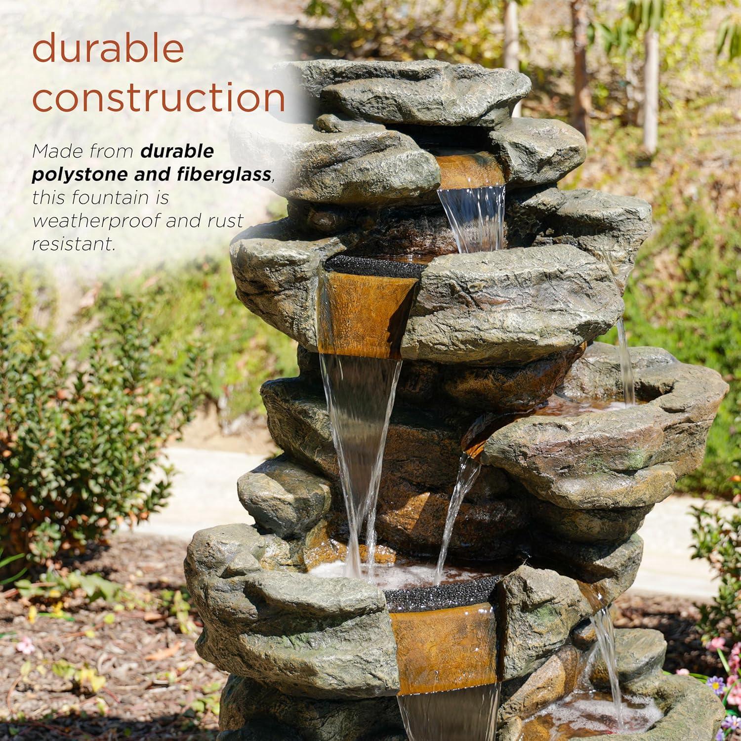 Alpine Corporation 6-Tier Amazonian Water Fountain with LED Lights