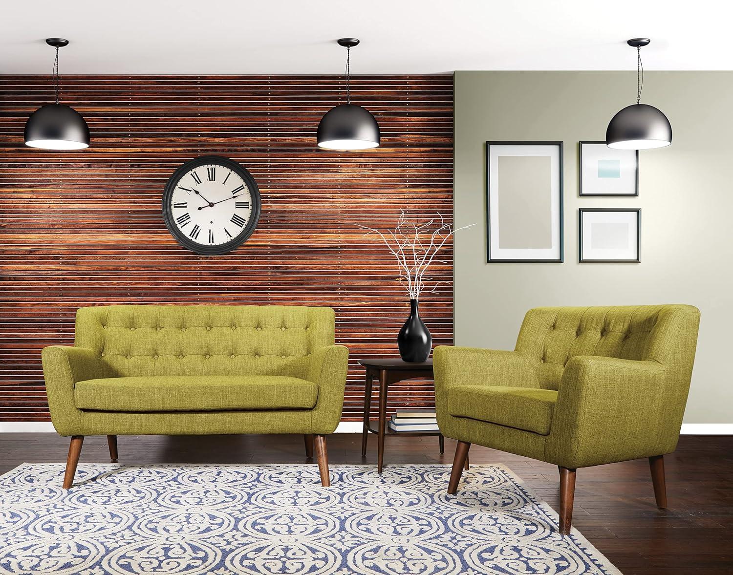 Mill Lane Chair with Coffee Legs Green - OSP Home Furnishings: Upholstered Polyester, Mid-Century Modern
