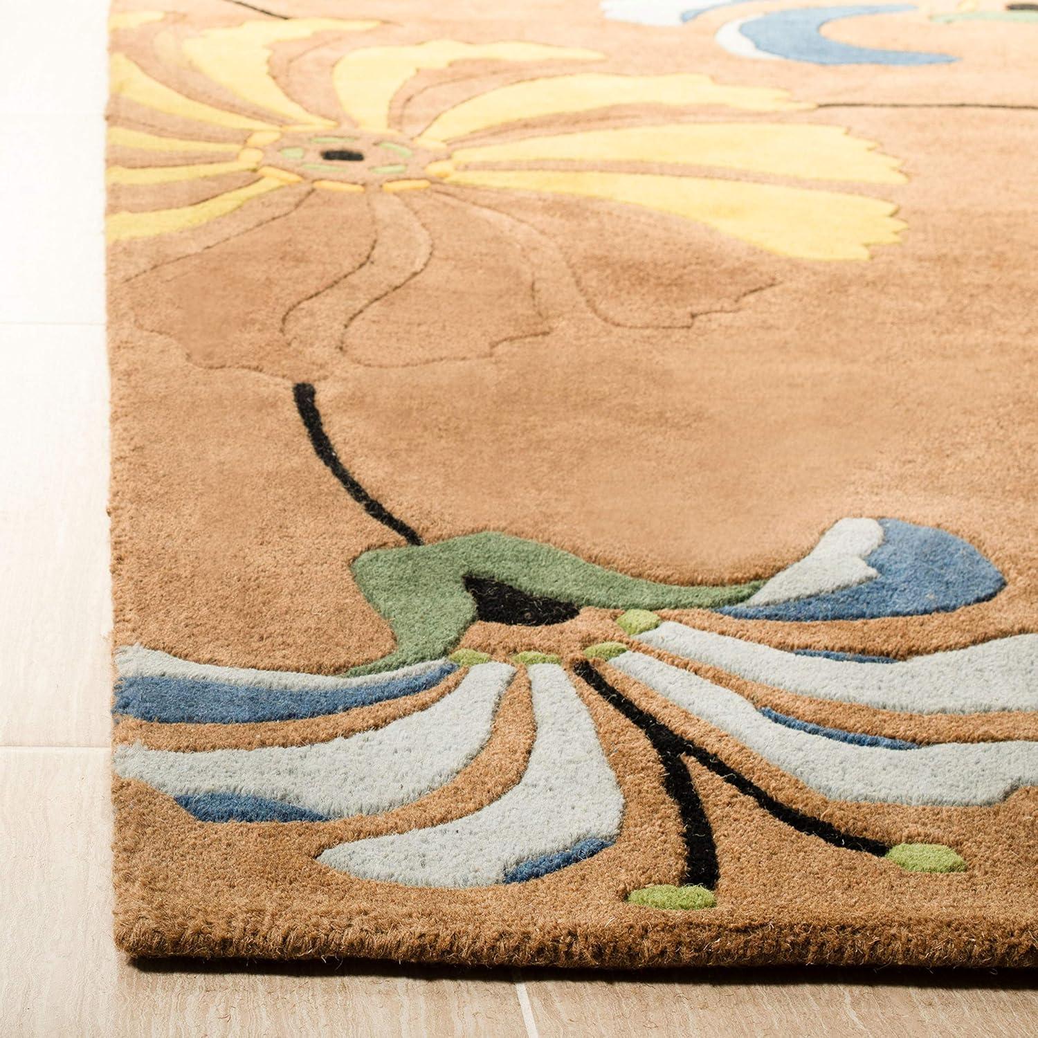 Handmade Blue Tufted Wool and Viscose Area Rug