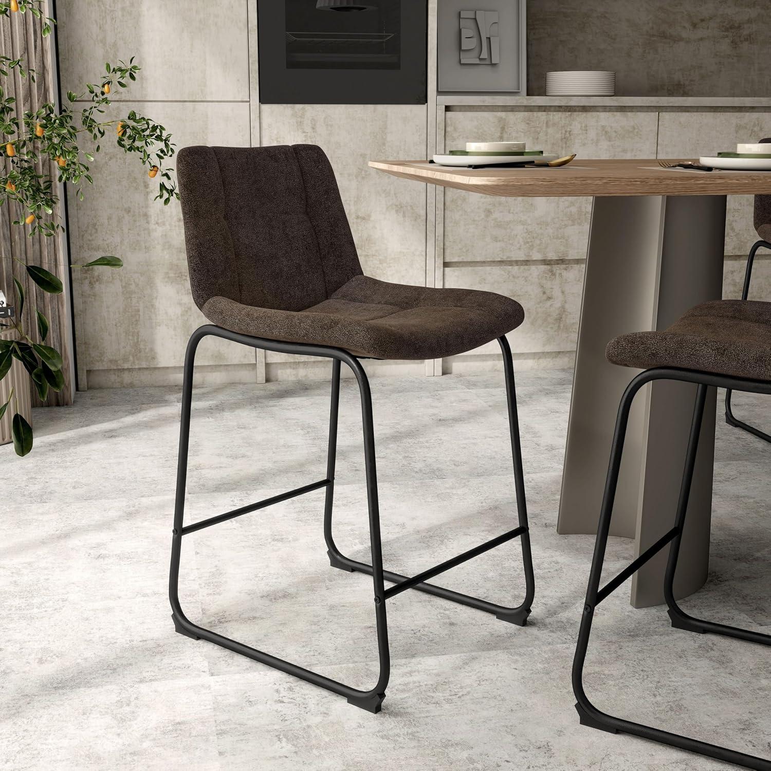 Furniture of America Perri Modern Chenille Counter Height Dining Chairs, Brown (Set of 2)