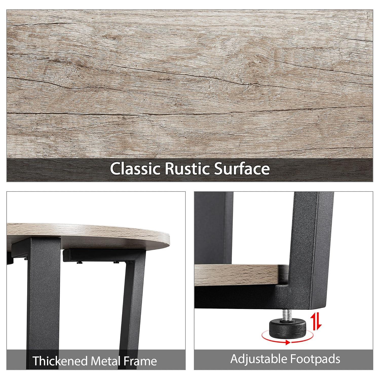 End Table, Nightstand Coffee Table with Open Shelves, Side Table Accent Table with Wooden Frame for Office, Home, Set of 2, Gray