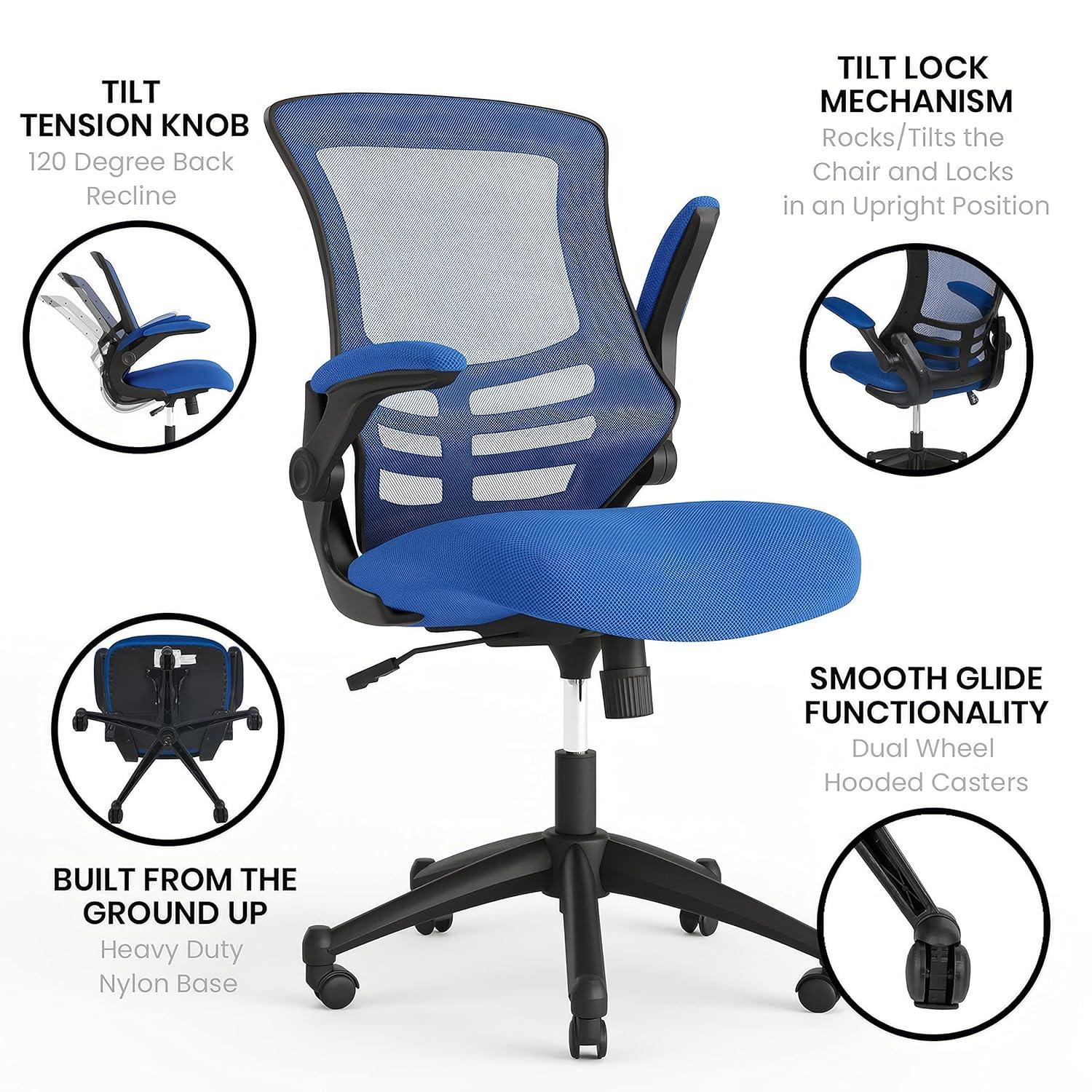 Jayetta Mid-Back Mesh Swivel Ergonomic Office Chair with Flip-Up Arms
