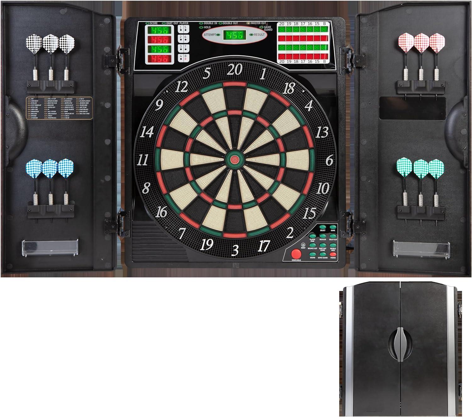 Black Electronic Dartboard with Cabinet and LED Display