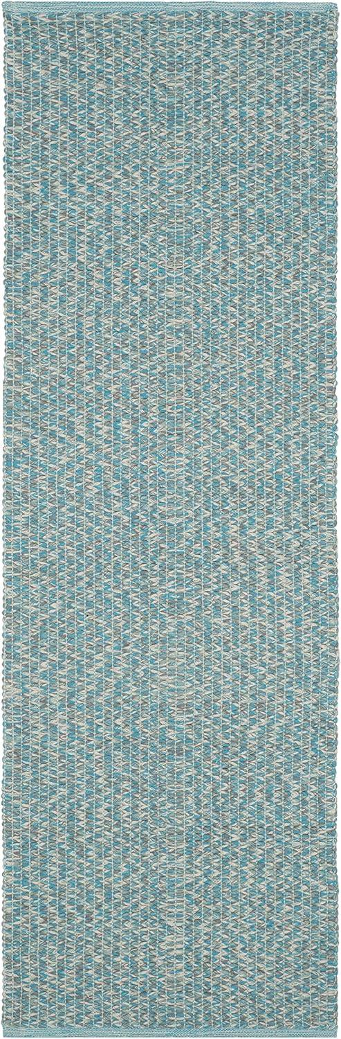 Alberta Abstract Handmade Flateweave Cotton Turquoise Area Rug