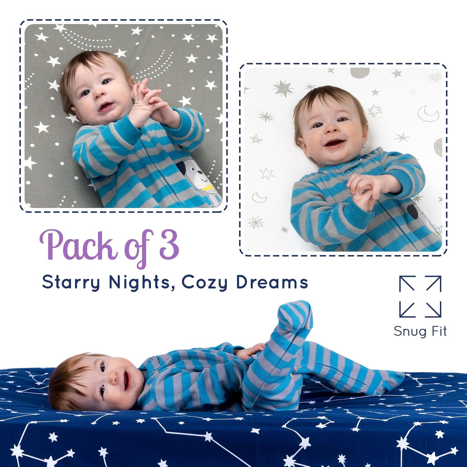 GROW WILD Pack n Play Fitted Sheets 3 Pack - 38” x 24" Jersey Cotton Crib Sheets