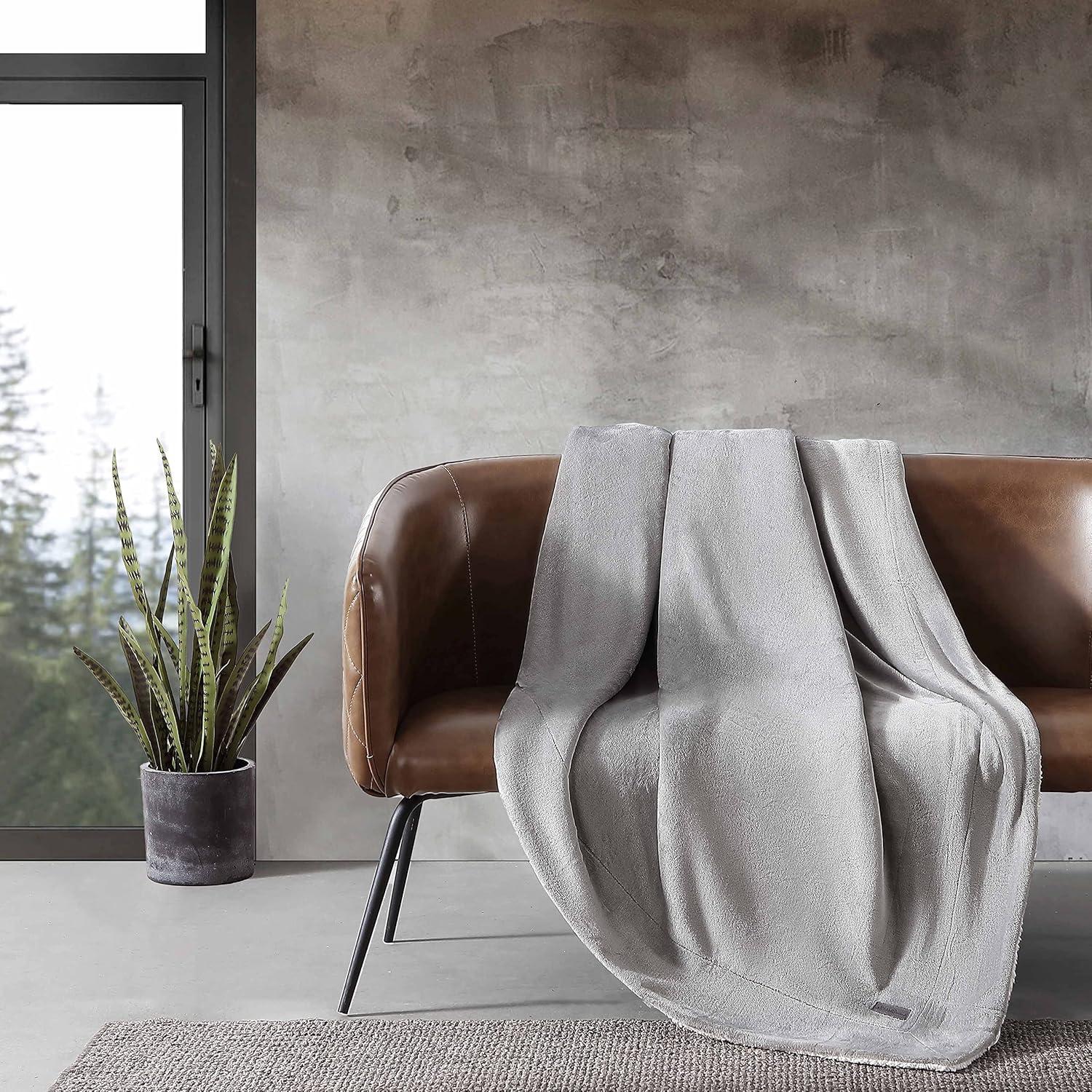 Twin Gray Fleece Sherpa Reversible Blanket