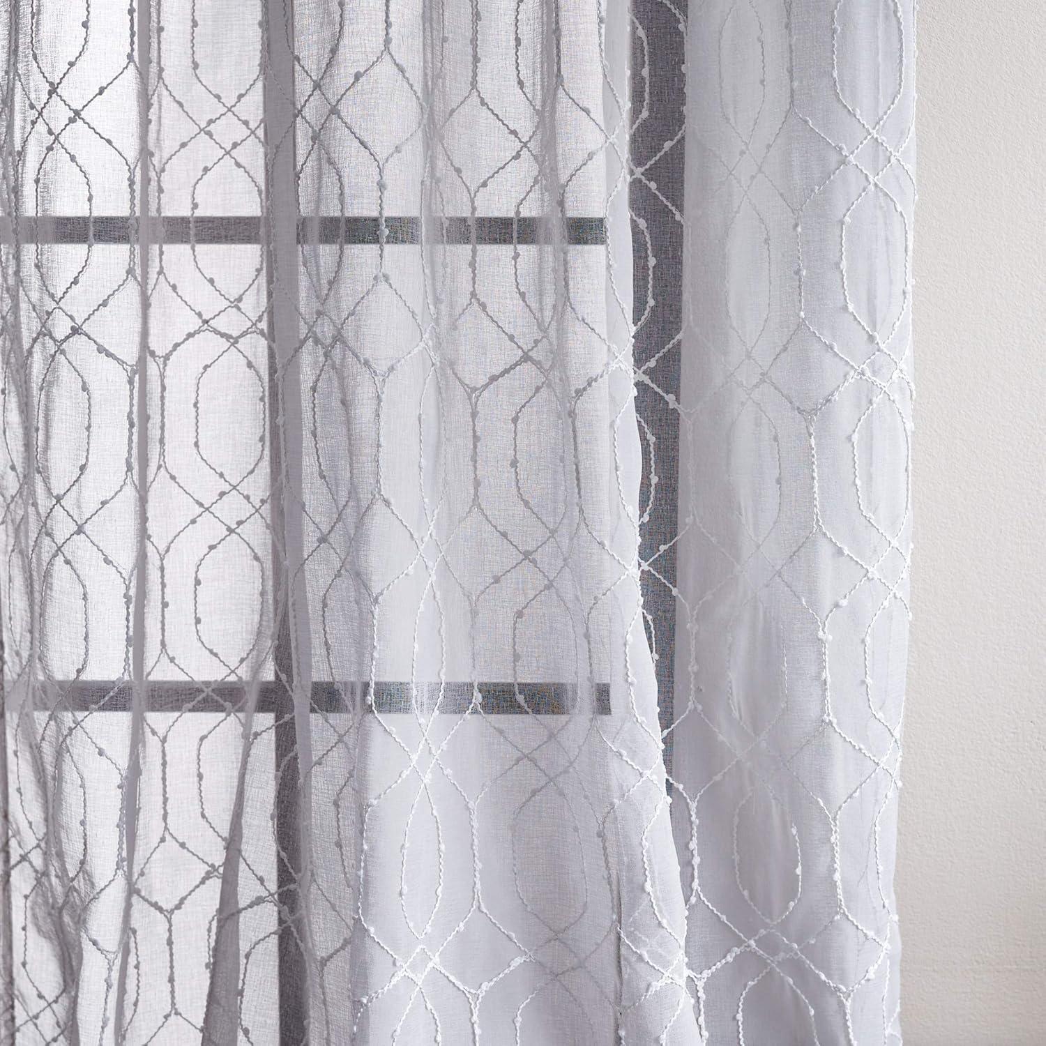 Hourglass Geometric Sheer Rod Pocket Curtain Panels