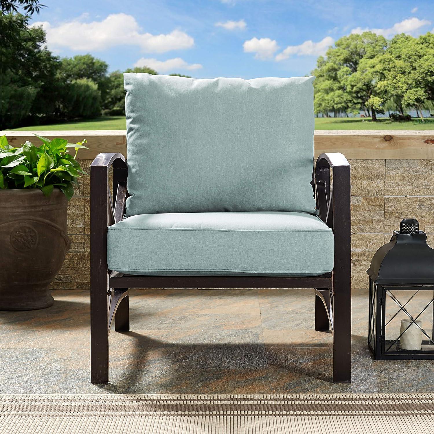Kaplan Outdoor Arm Chair Mist - Crosley: Steel Frame, Weather-Resistant Patio Furniture with Cushions