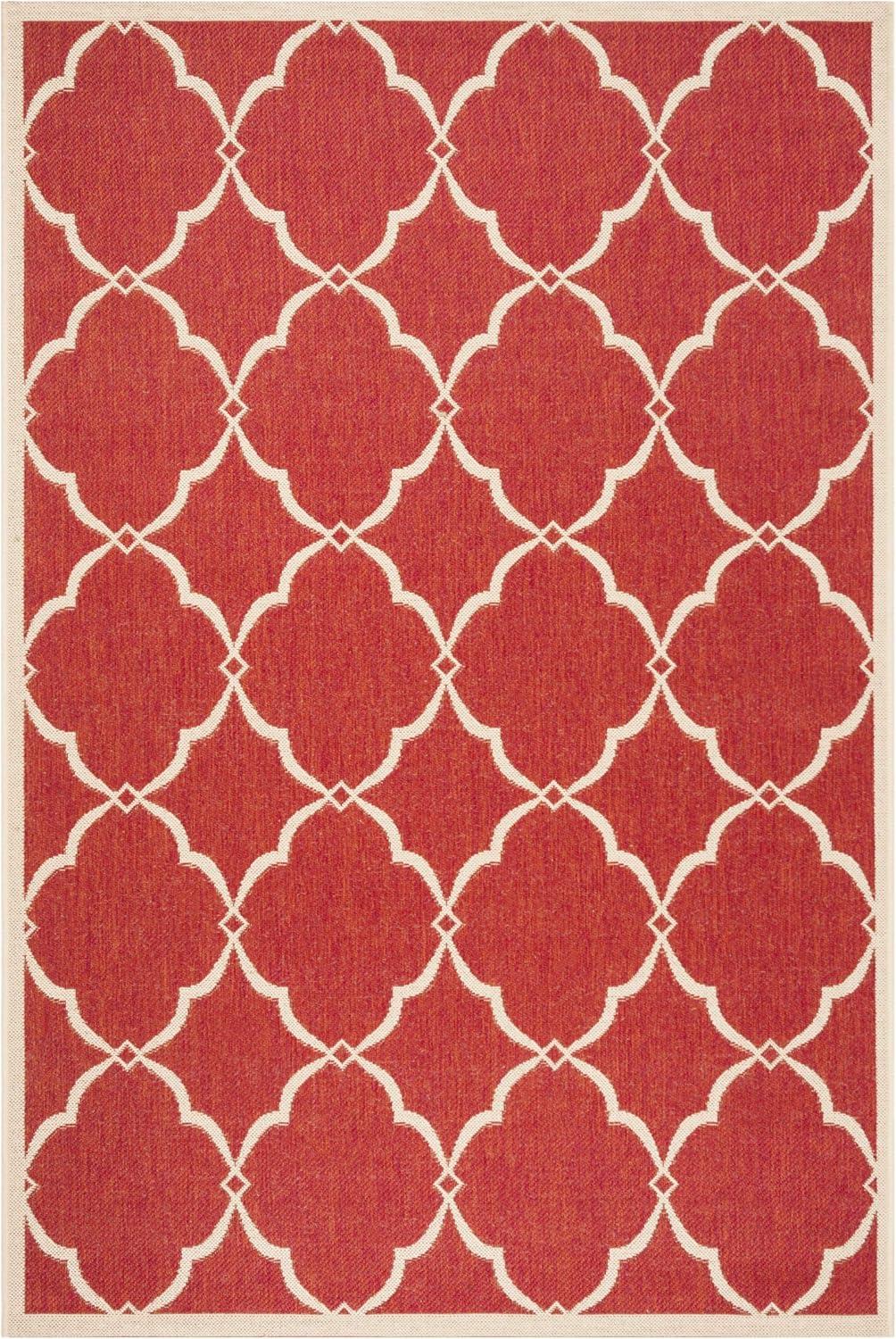 Beach House BHS125 Power Loomed Indoor/Outdoor Accent Rug - Red/Creme - 3'x5' - Safavieh