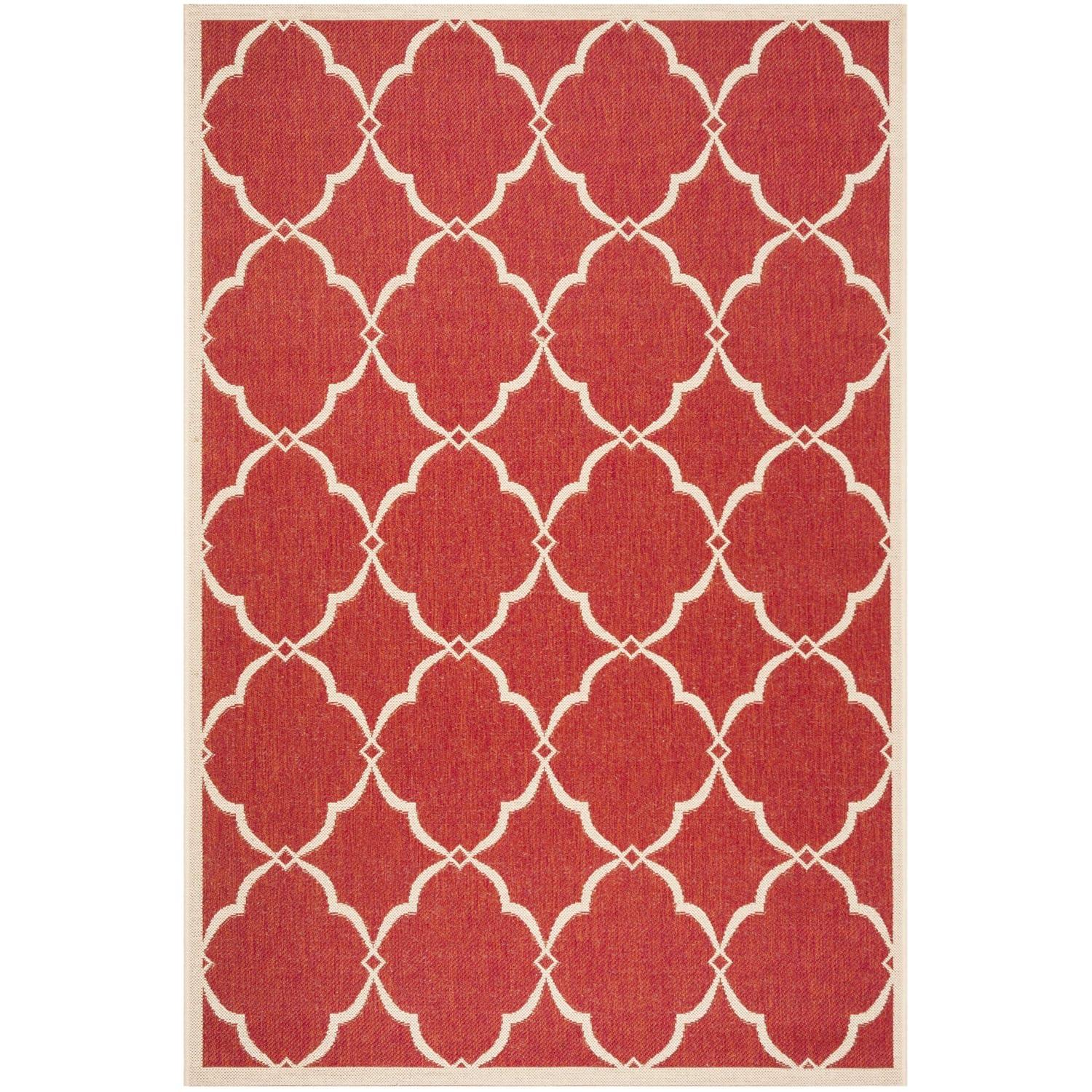 Beach House BHS125 Power Loomed Indoor/Outdoor Accent Rug - Red/Creme - 3'x5' - Safavieh