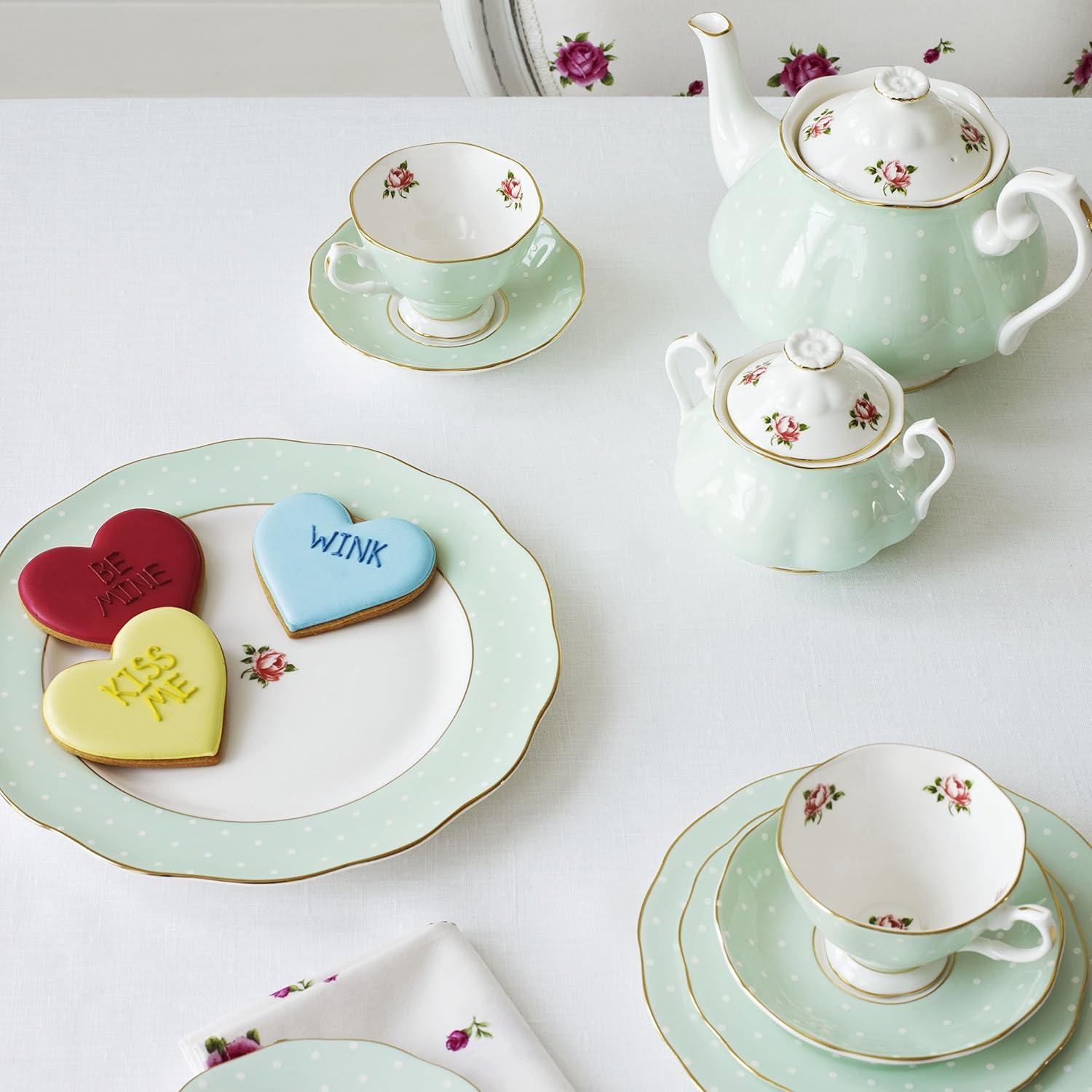 Polka Rose 3-Piece Set (Teacup, Saucer & Plate 8")
