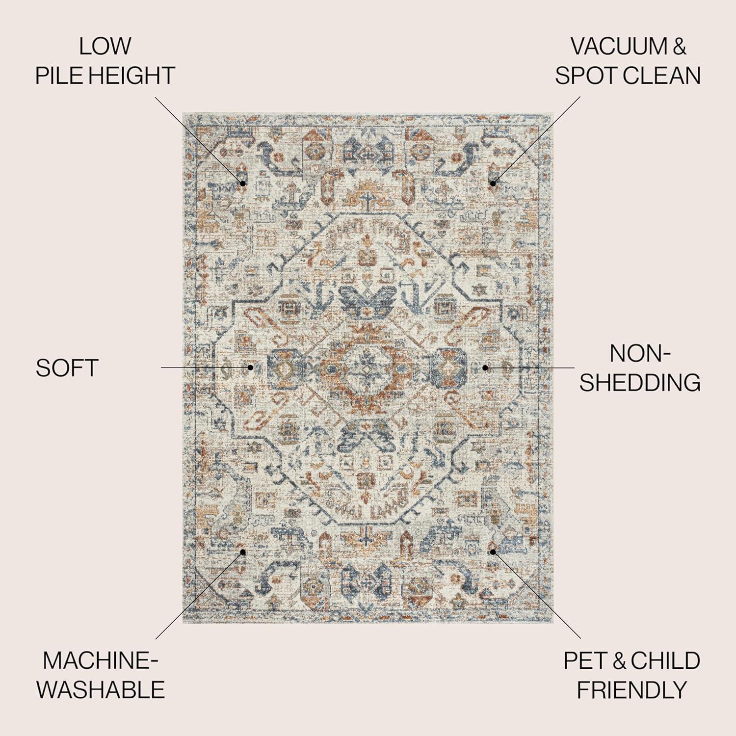 JONATHAN Y Shaemus Bohemian Medallion Low-Pile Machine-Washable Indoor Area Rug