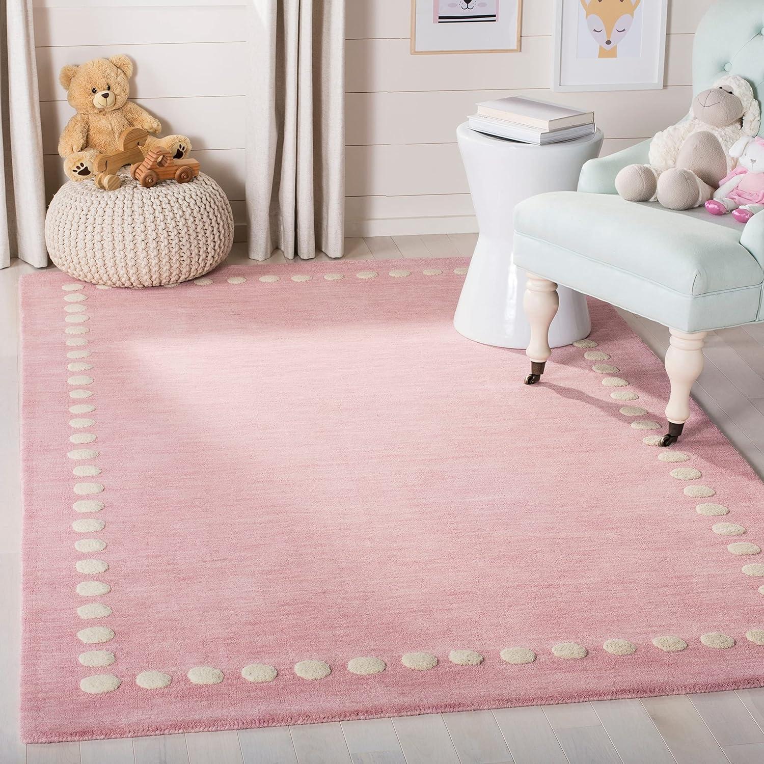 Hand-tufted Enchanted Garden Pink Wool Kids Rug - 5' x 8'