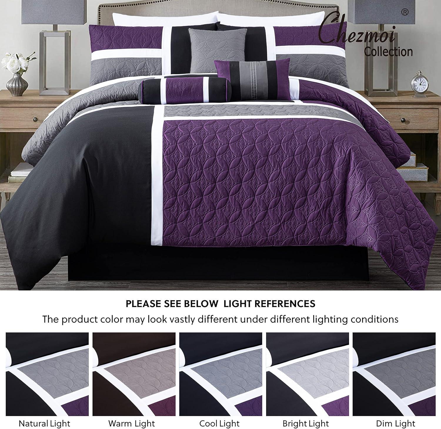 Chezmoi Collection Upland Patchwork 7 Piece Comforter Set