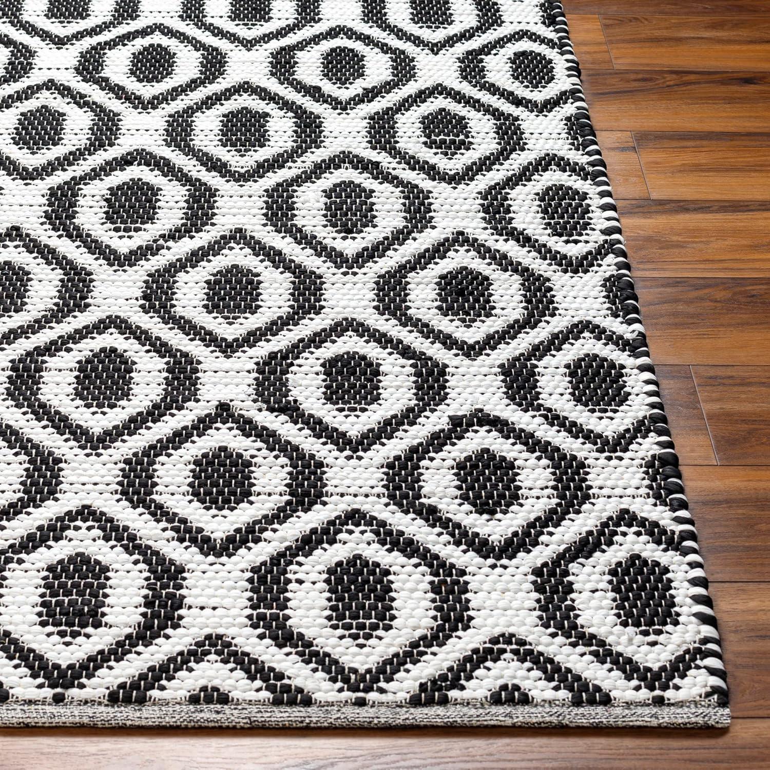 Addy Black, White Rug