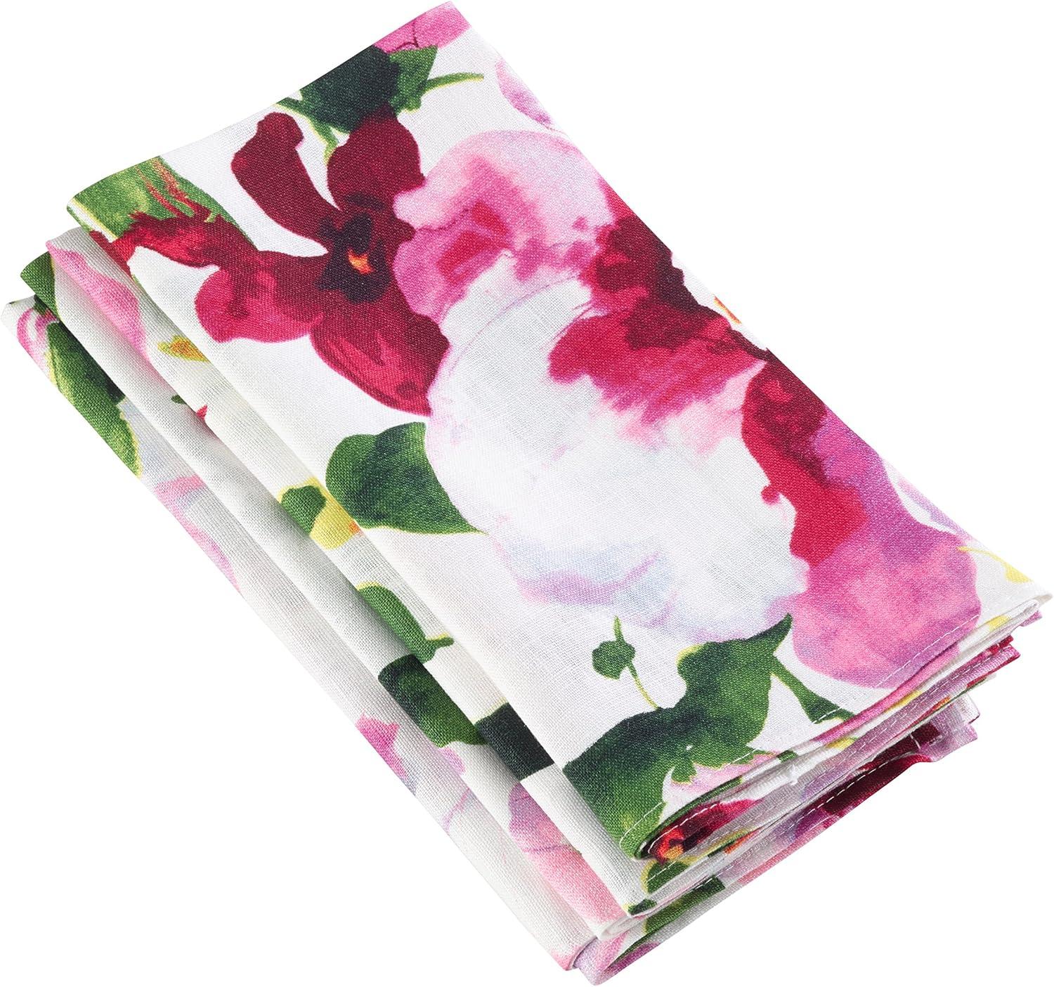 Vibrant Floral Linen Napkins Set of 4