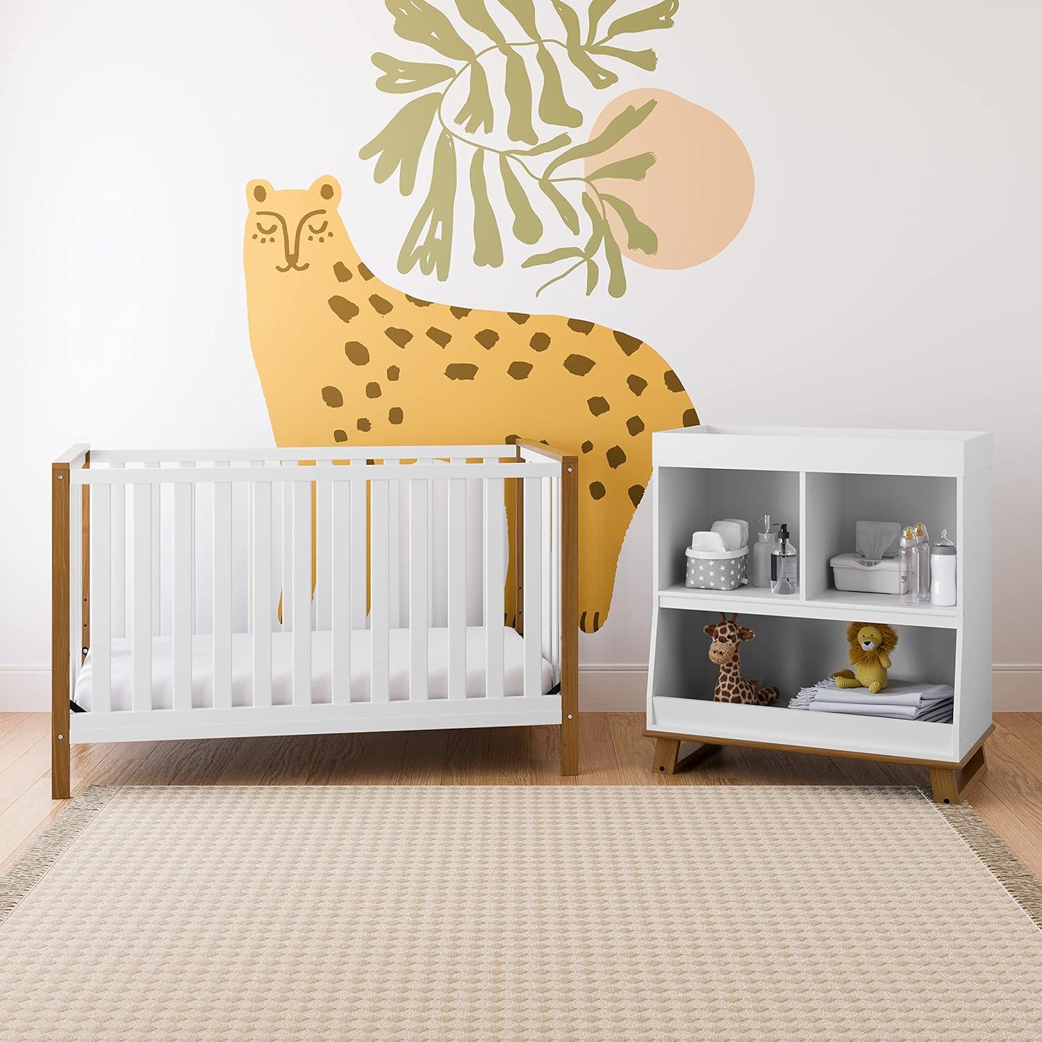 Modern Pacific White and Driftwood 4-in-1 Convertible Crib