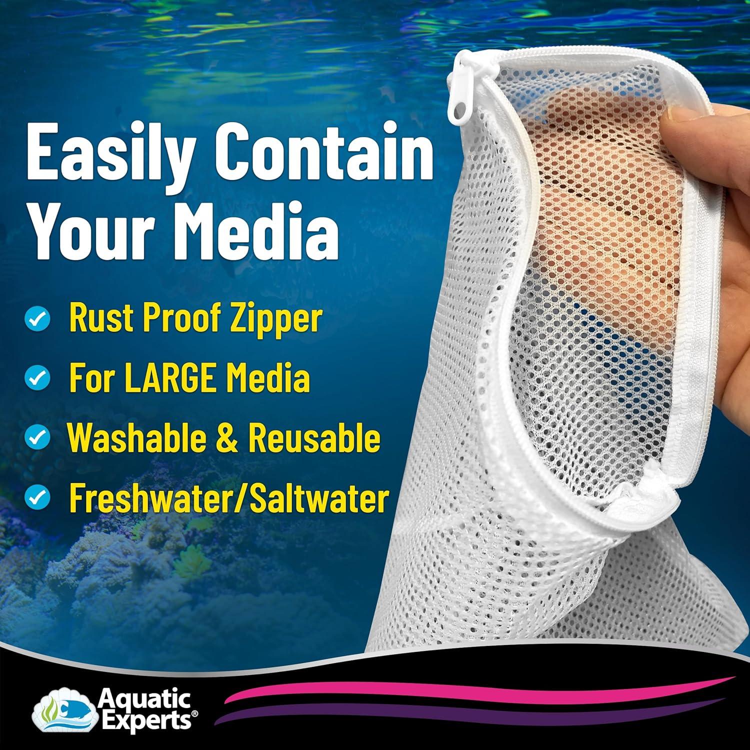 Aquatic Experts - Durable MaxFlow Mesh Media Filter Bags with Zipper for Large Filter Media 4 Pack, 4 pack, 5" x 9"