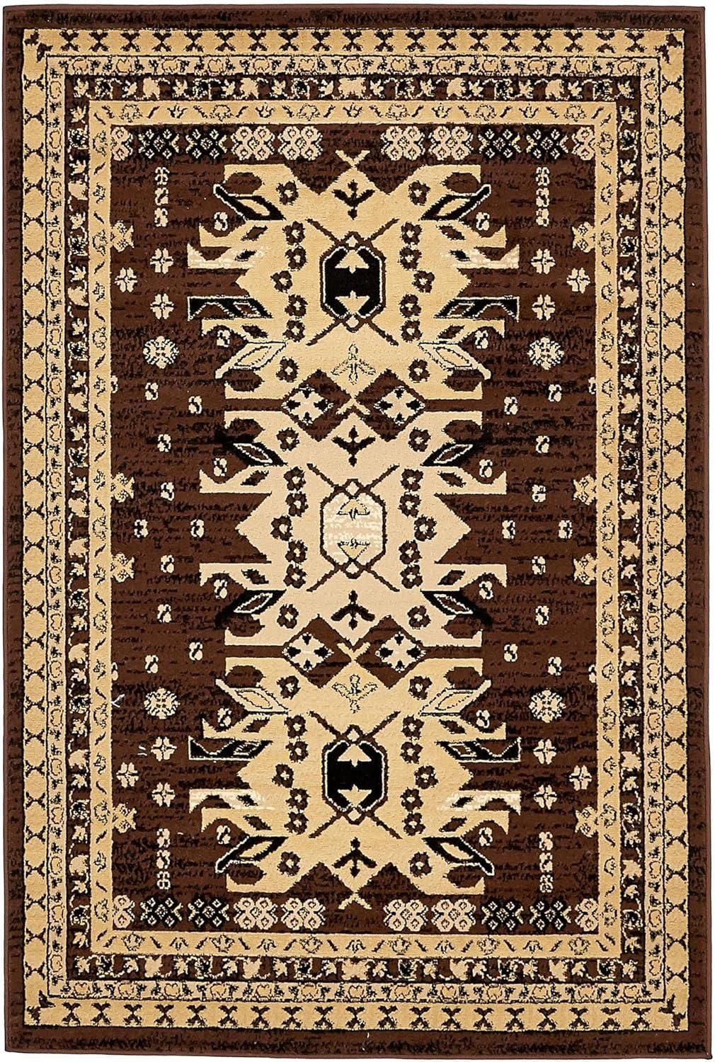 Unique Loom Taftan Southwestern Traditional Area Rug, Brown/Beige, 72.00" x 48.00"