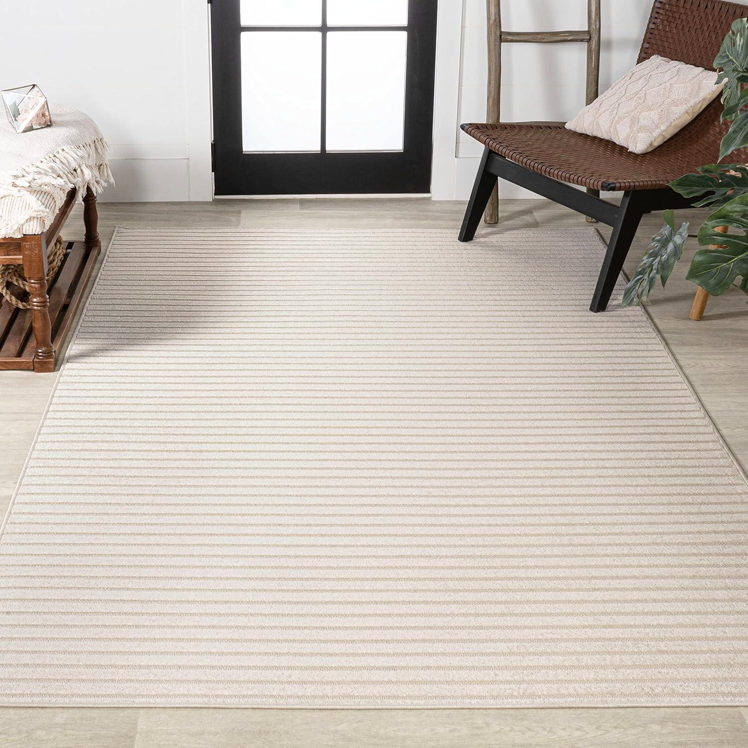 JONATHAN Y Aarhus High-Low Minimalist Scandi Striped Indoor/Outdoor Area Rug