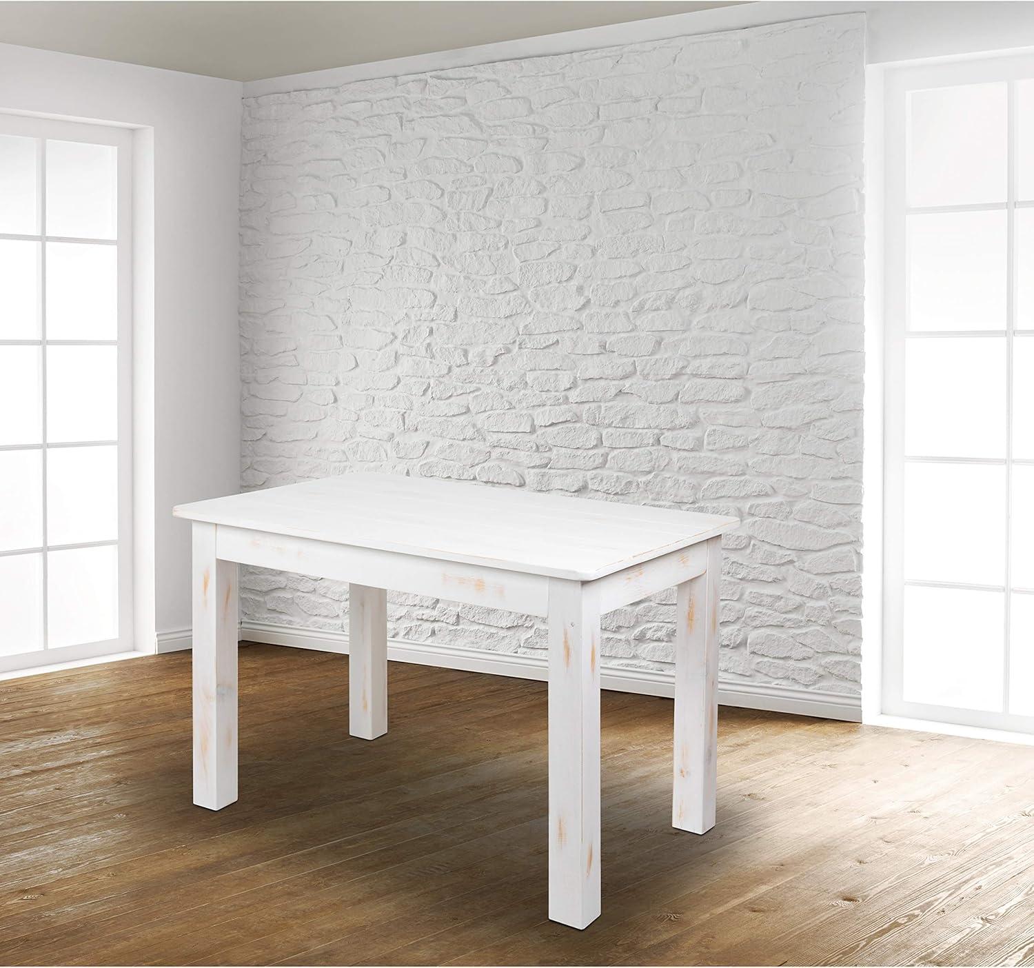 Flash Furniture HERCULES Series 46" x 30" Rectangular Antique Rustic White Solid Pine Farm Dining Table