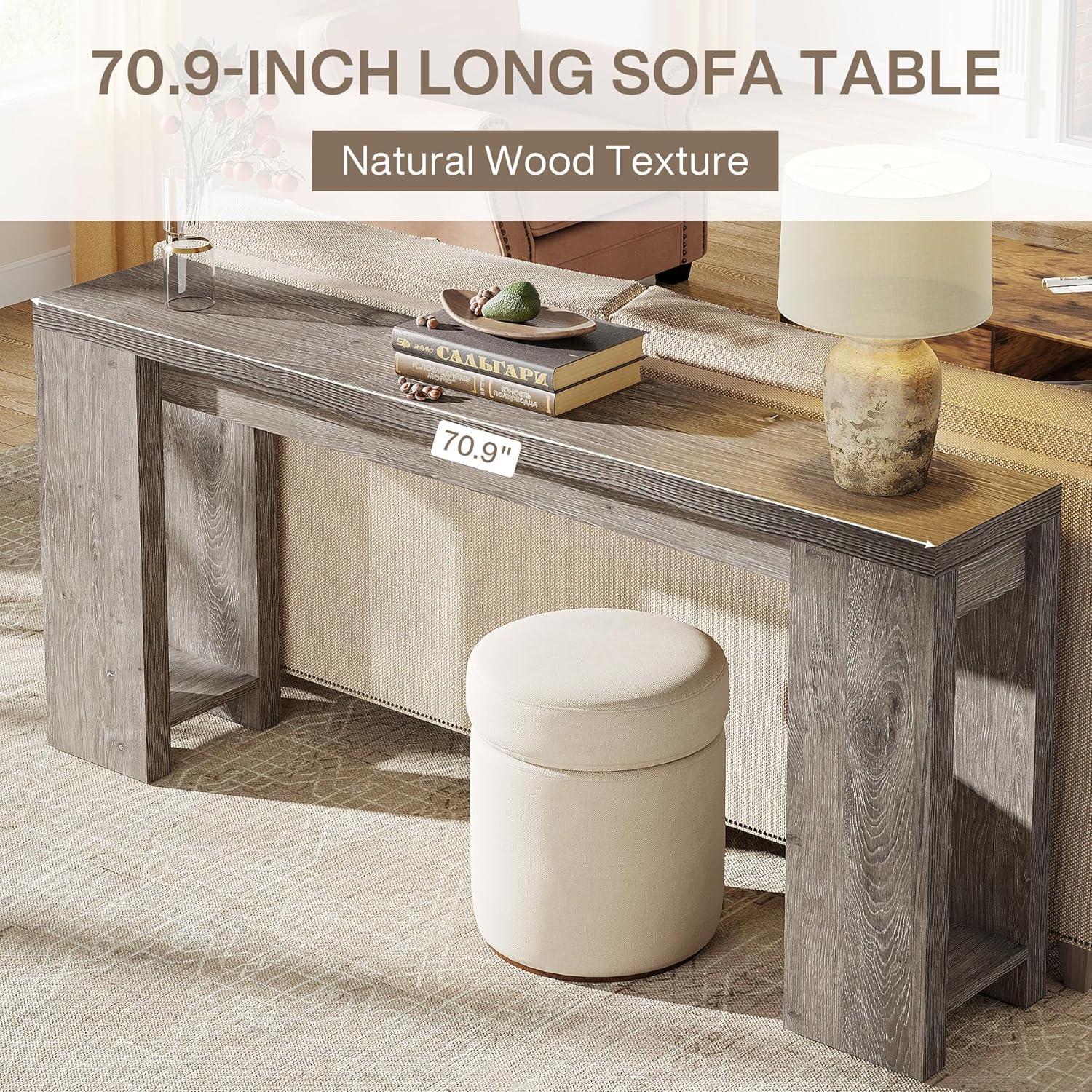 Millwood Pines 70.9" Console Table For Entryway, Farmhouse Wood Sofa Couch Tale
